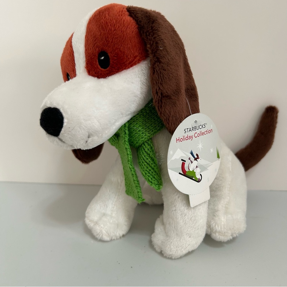 Starbucks Festive Dog Plush Toy - White, Brown, and Green